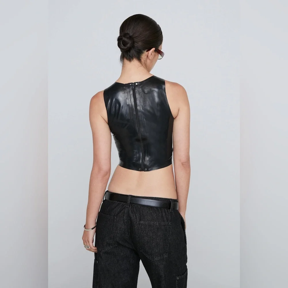 Miaou Jinx Tank Top Cami Latex Black Fetish Sz Large NWT $295...Revolve - Picture 14 of 16